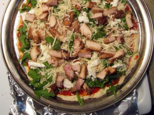 Goat Cheese and Arugula Pizza with Chicken by Man Fuel: https://manfuel.wordpress.com