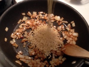 Adding Orzo to the Pan
