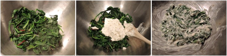 Home Is A Kitchen - Pork Wellington Recipe - Mixing Greens with Boursin Cheese