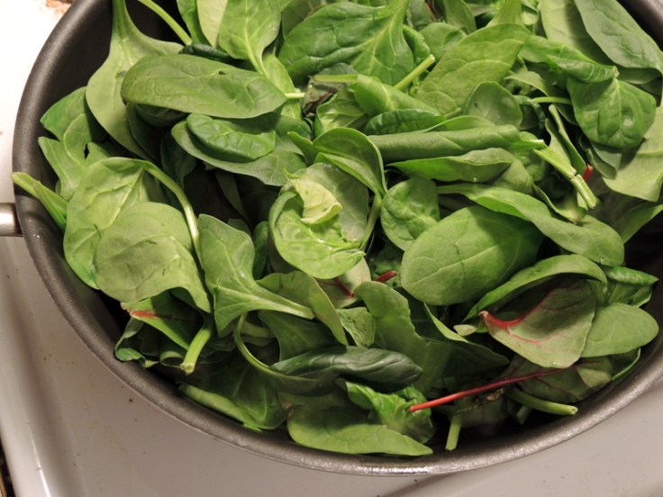 Home Is A Kitchen - Pork Wellington Recipe - Wilting Greens in a Pan