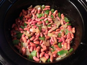 Red Beans with Onions nd Peppers in Slow Cooker