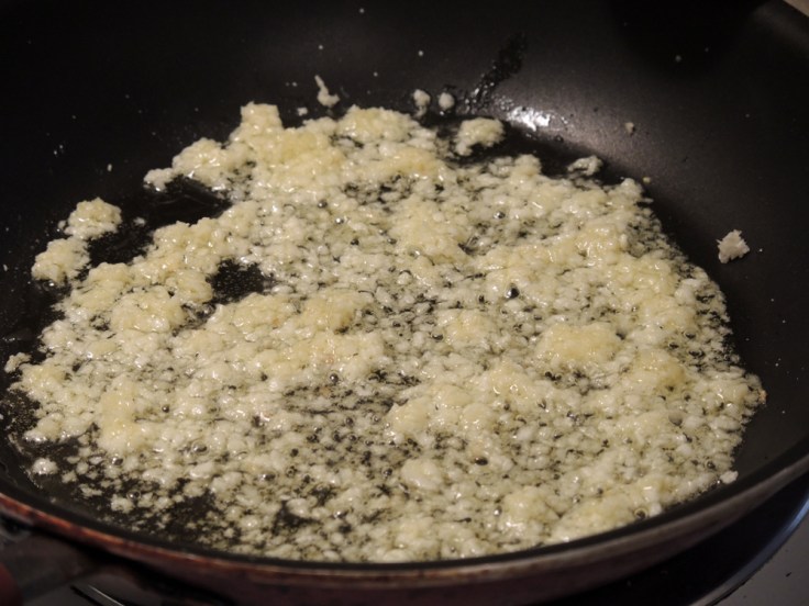 Sauteeing Garlic for Molokhia