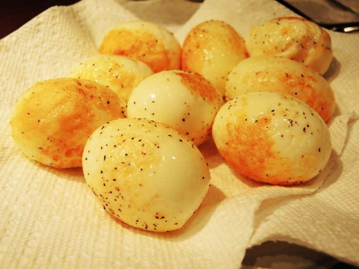 Fried Hard Boiled Eggs Cooling