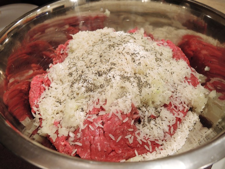 Preparing the Stuffing for Grape Leaves