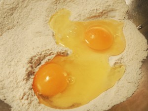 Eggs in Flour for Mini Vanilla Cakes by Man Fuel