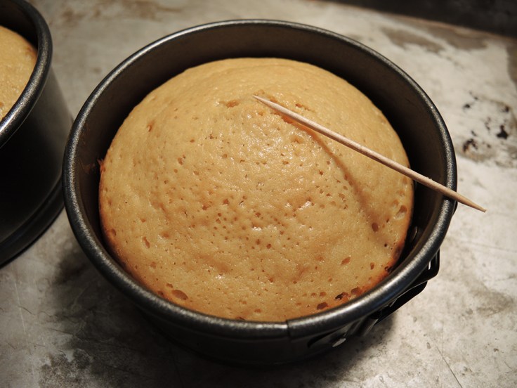 Testing if Vanilla Mini Cakes are Done Using a Toothpick