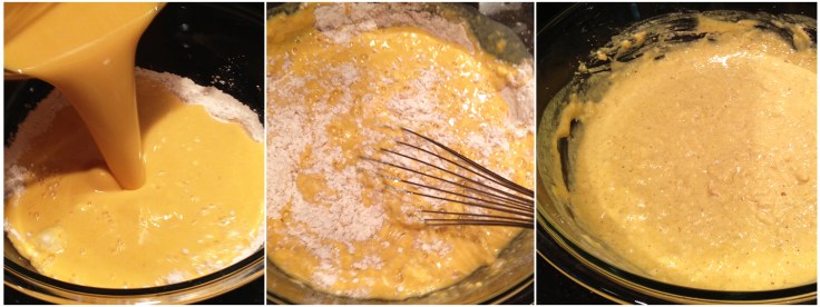 Mixing Buttermilk Pancake Wet and Dry Ingredients