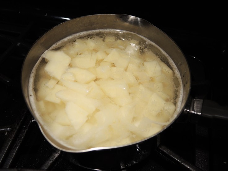 Boiling Potatoes for Man Fuel's Potato Leek Soup