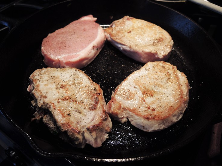 Man Fuel - Searing Mushroom Stuffed Pork Chops Before Baking