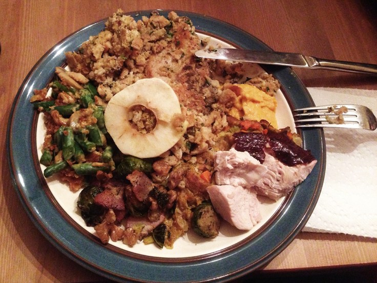 Man Fuel - Thanksgiving Dinner Plate with Mushroom Stuffed Pork Chop Stuffing