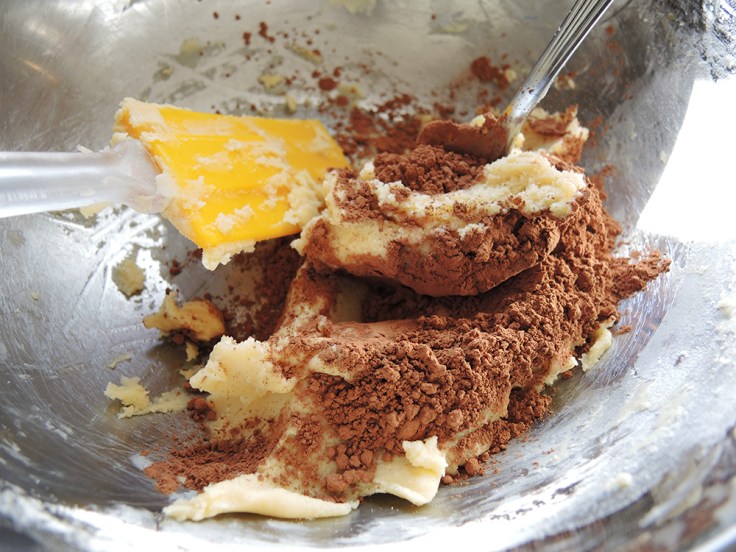 Man Fuel Food Blog - Mixing Cocoat Poweder into Butter Cookie Dough