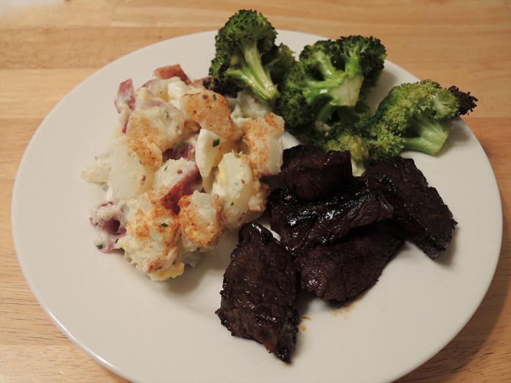Man Fuel - a food blog - Steak Tips Broccoli and Potato Salad