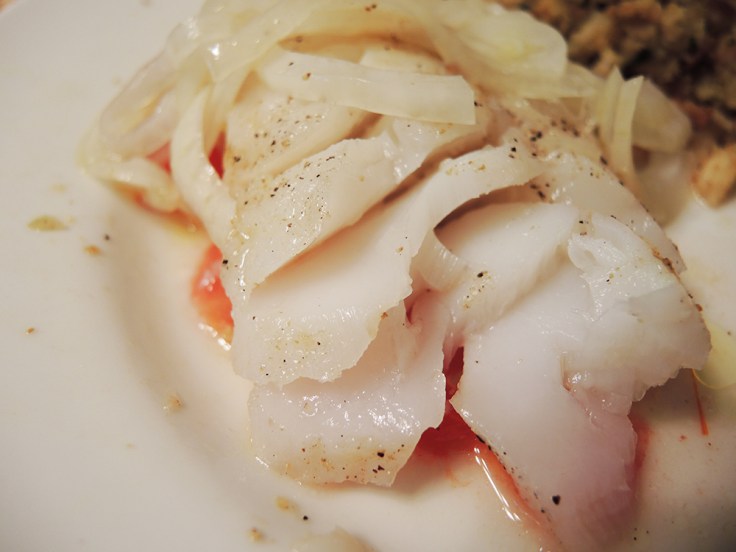 Man Fuel - food blog - Perfectly Flaky Baked Cod Loin Fillet with Tomato, Onion, and Cumin