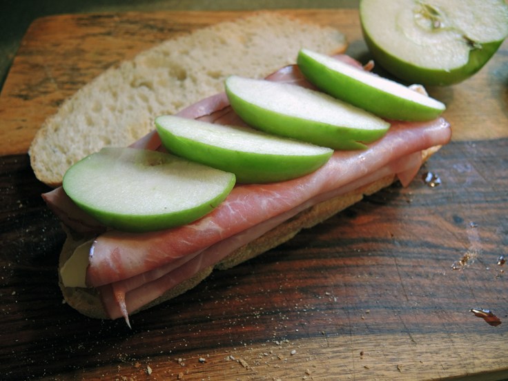 Man Fuel Food Blog - Ham, Brie, and Apples on Sandwich