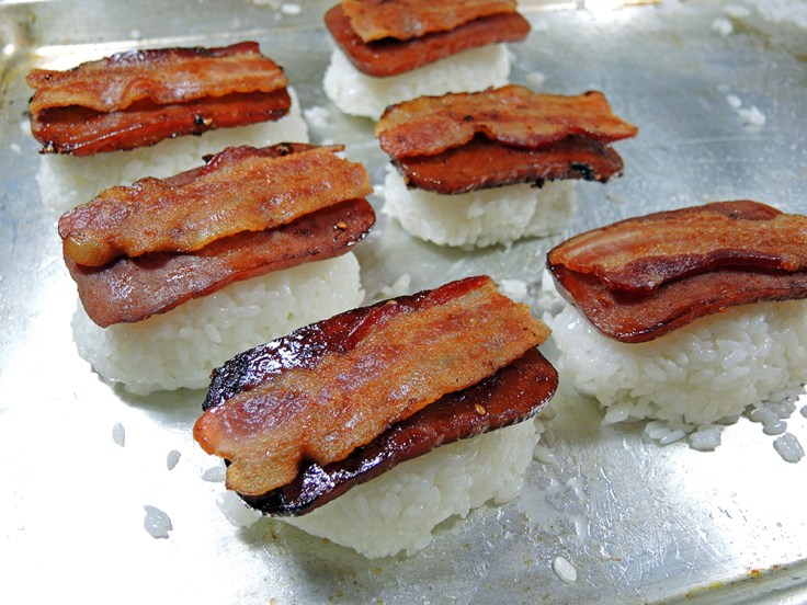Man Fuel Food Blog - Spam Musubi Recipe - Spam Musubi with Bacon