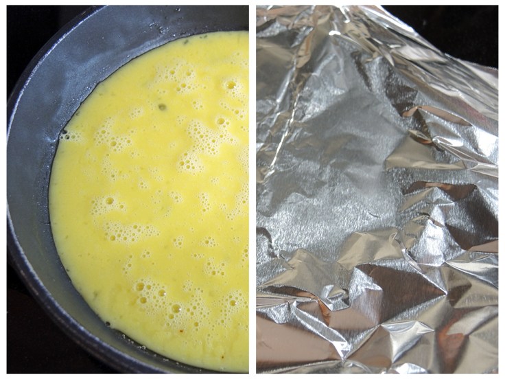 Man Fuel Food Blog - Spam Musubi Recipe - Steaming an Omellete