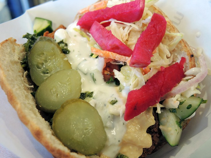 Man Fuel - Food Blog - Amsterdam Falafel Shop - Boston, MA - Dressed Falafel Sandwich