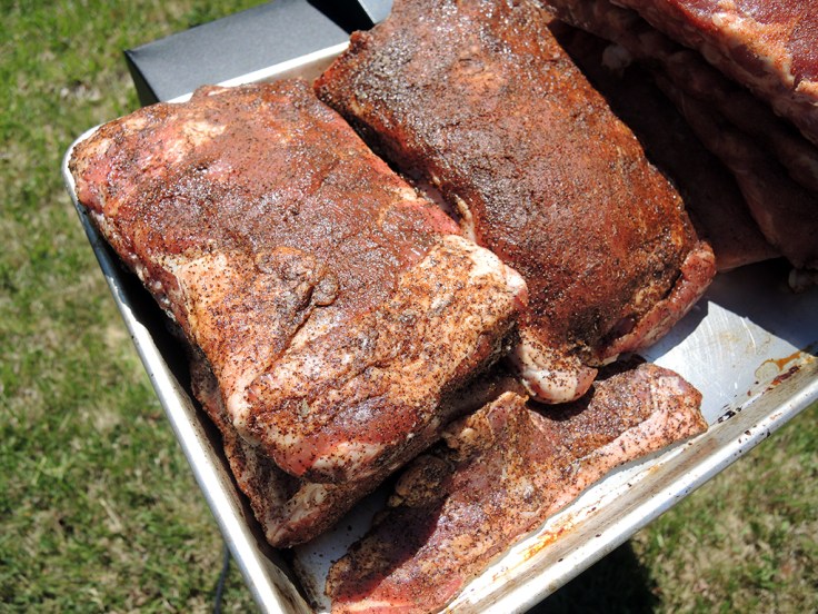 Man Fuel Food Blog - Dead Rooster Co Black Gold Rub Review - Ribs Ready for Smoker