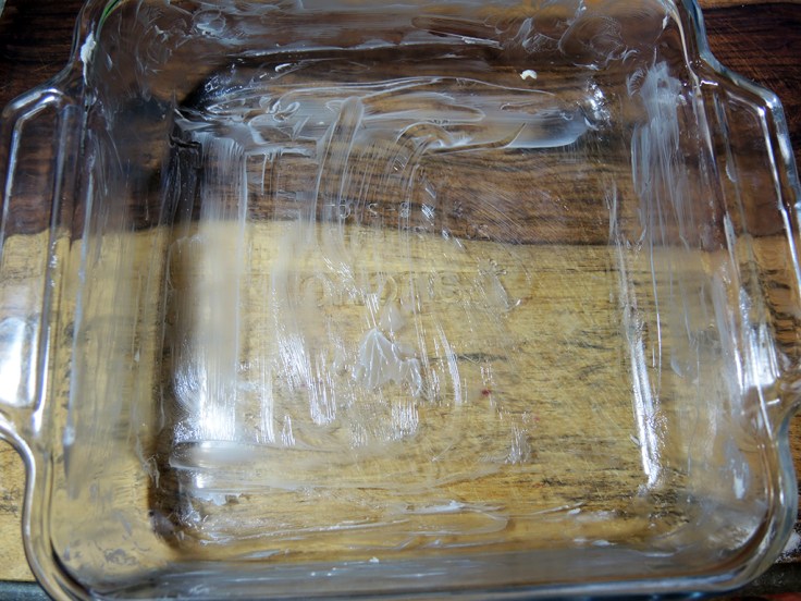 Man Fuel Food Blog - Blondies Recipe - Greased Baking Dish