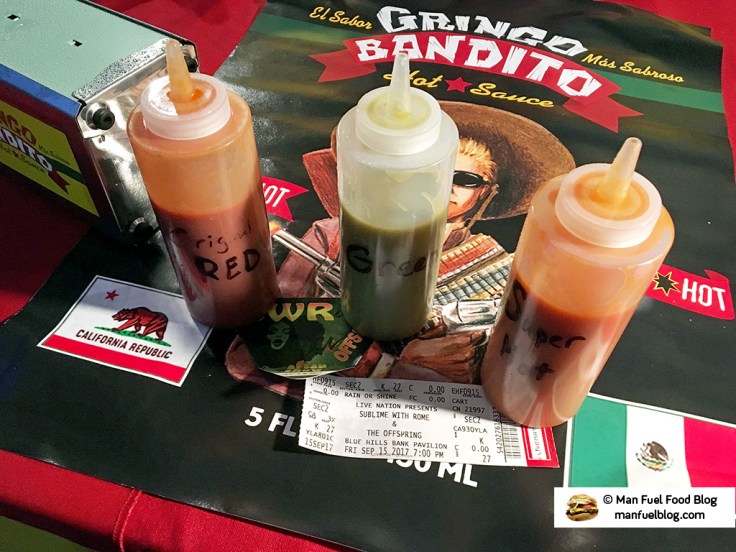 Man Fuel Food Blog - Gringo Bandito Hot Sauce Review - Red, Green, and Super Hot Samples