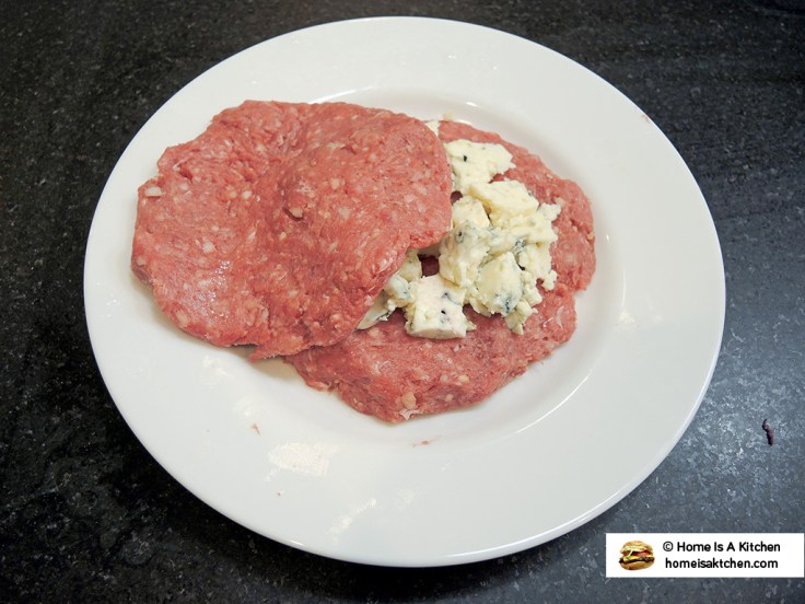 Home Is A Kitchen - Food Blog - Stuffing Burger Patty with Blue Cheese
