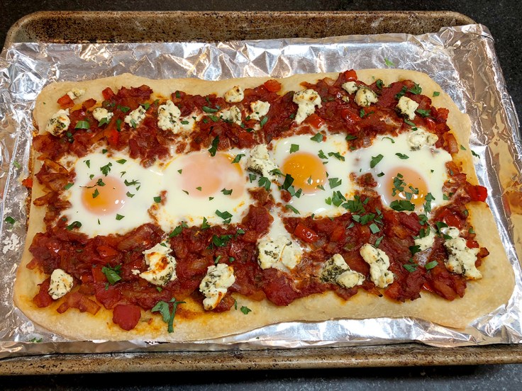 Home Is A Kitchen - Shakshuka Pizza - Finished and Garnished