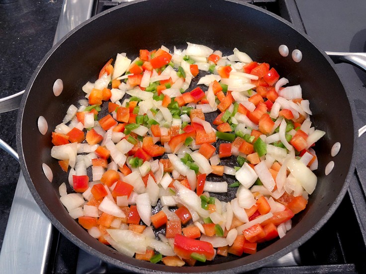 Home Is A Kitchen - Shakshuka Pizza - Onions and Peppers