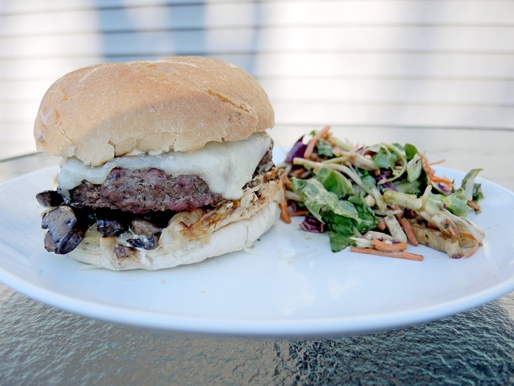 Home Is A Kitchen - Pub Style Burger Recipe with Mushrooms, Swiss, and Aioli