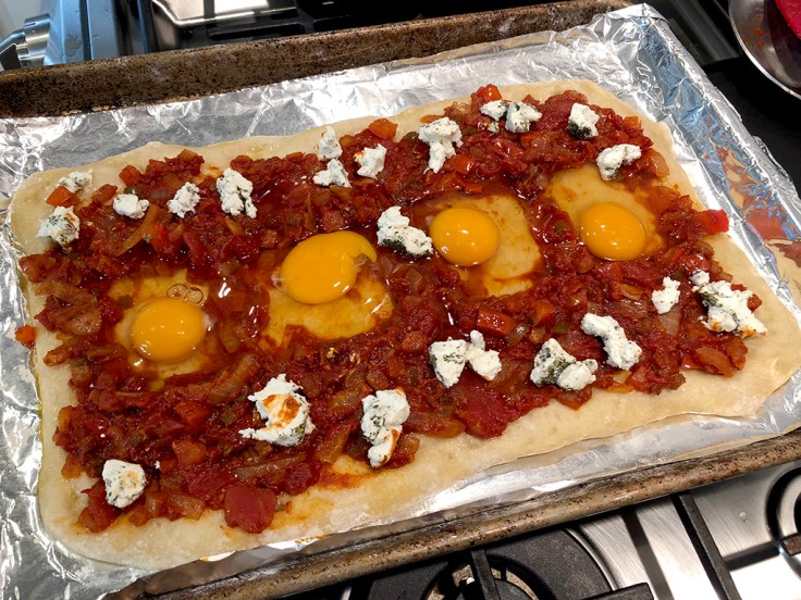 Home Is A Kitchen - Shakshuka Pizza - Eggs ready for baking