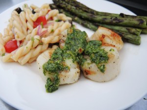 Home Is A Kitchen - Food Blog - Grilled Scallops with Cilantro Lime Pesto