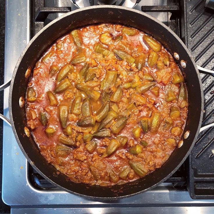 Home Is A Kitchen - Egyptian Baby Okra Stew with ground beef - Recipe - Bamia