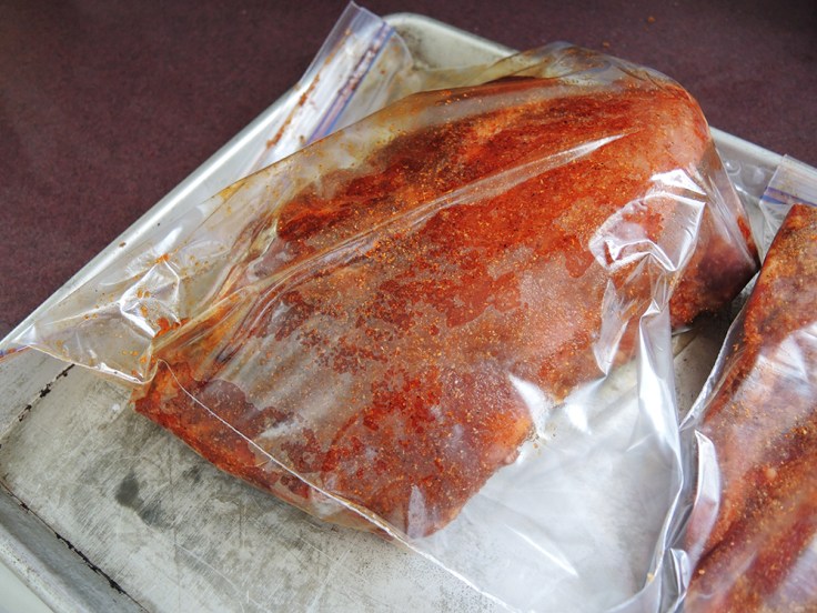 Home Is A Kitchen - Baby Back Ribs Marinating in Dry Rub Before Baking