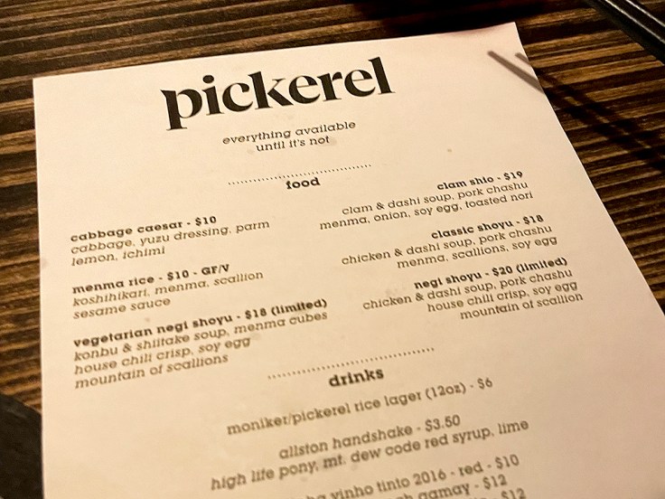 Home Is A Kitchen - Pickerel - Providence, RI - Menu
